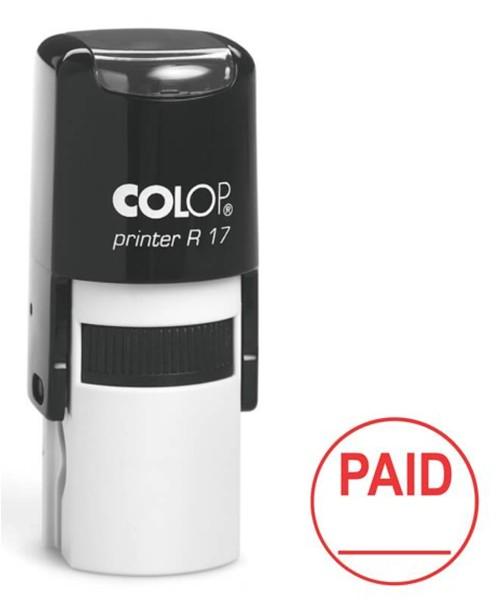 Colop Circular Self Inking Stamp 15mm Diameter Paid Red