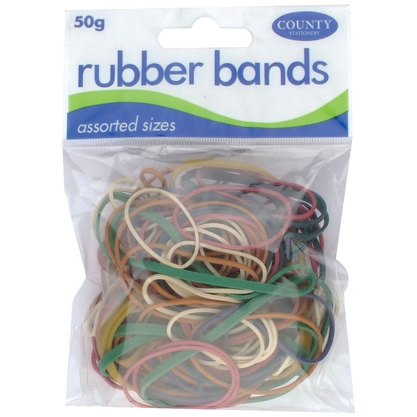 Rubber Bands Bag 50g Assorted Colours