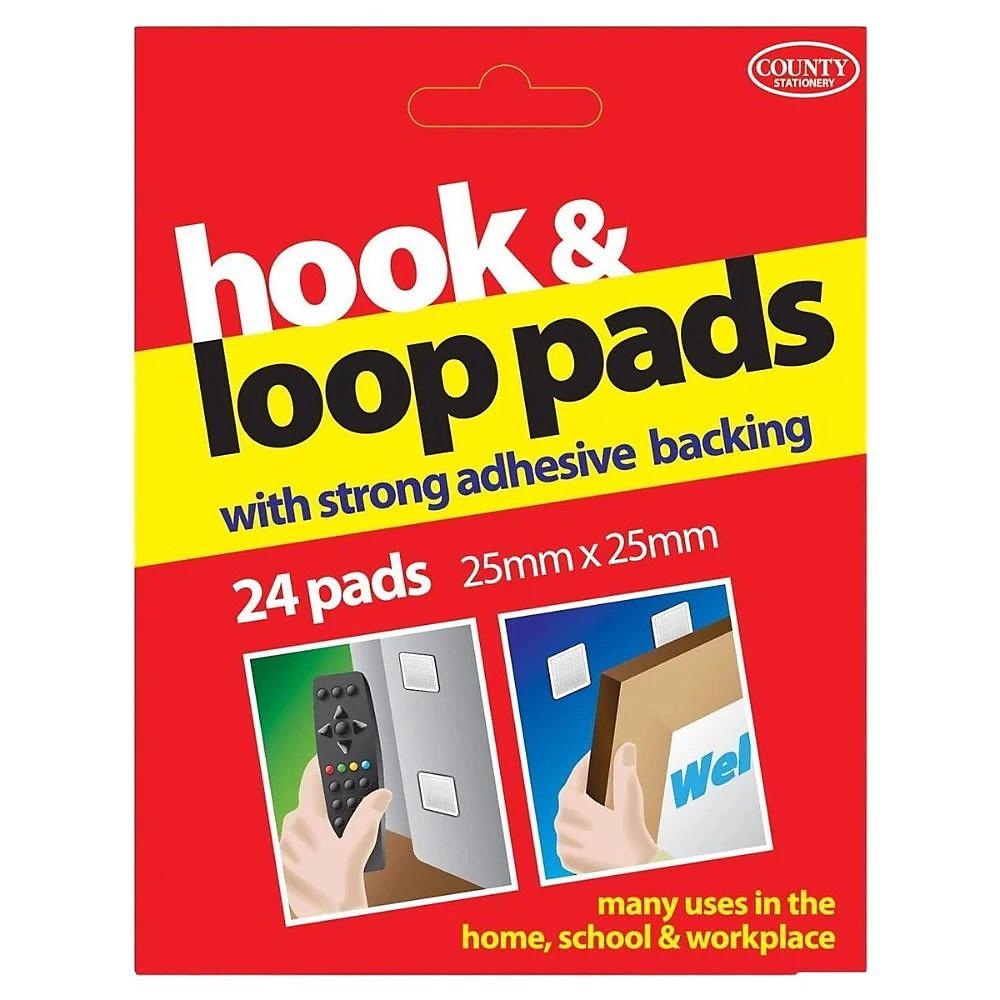 County Velcro Hook And Loop Pads 25mm x 25mm Pack 24s