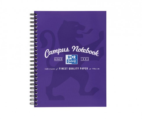 Oxford Campus Twinwire Notebooks A5+ 140 Pages Ruled Purple