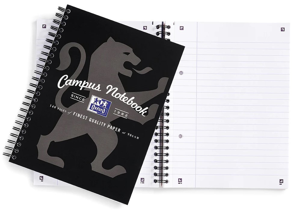 Oxford Campus Twinwire Notebooks A5+ 140 Pages Ruled Black
