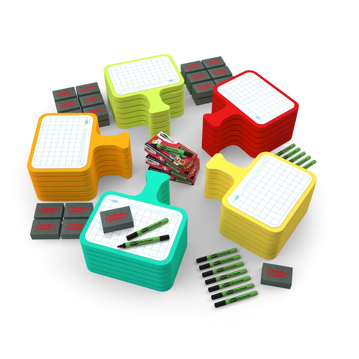 Show Me Ergo Foam Bats Squared Complete With Pens & Mini Eraser Classpack Of 30