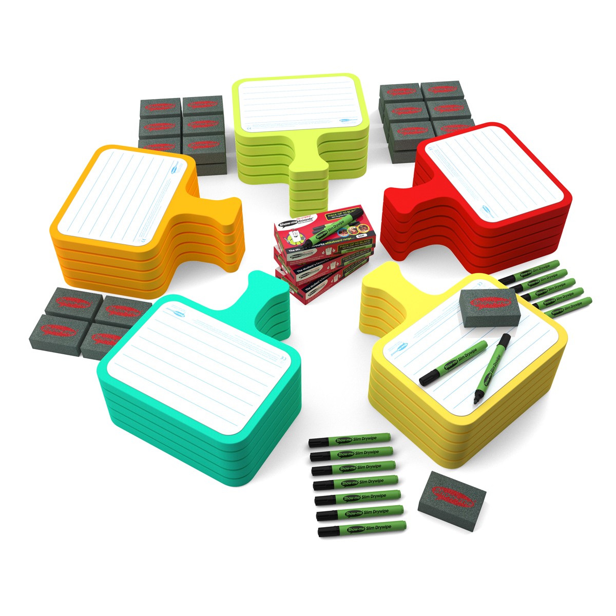 Show Me Ergo Foam Bats Lined Complete With Pens & Mini Eraser Classpack Of 30