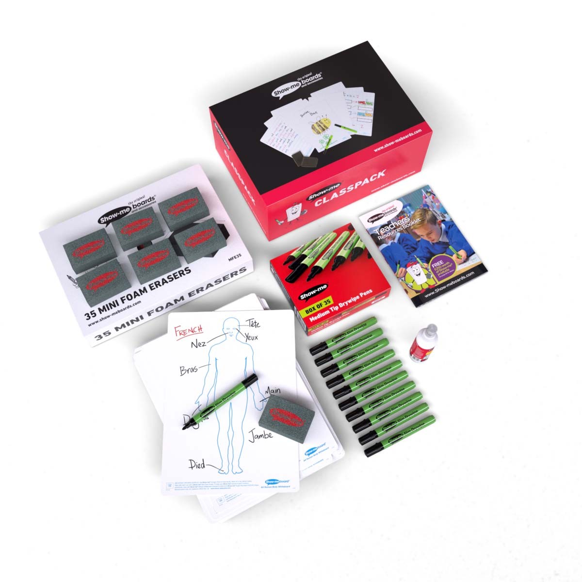 Show-me A4 Human Body Mini Whiteboards, Class Pack, 35 Sets