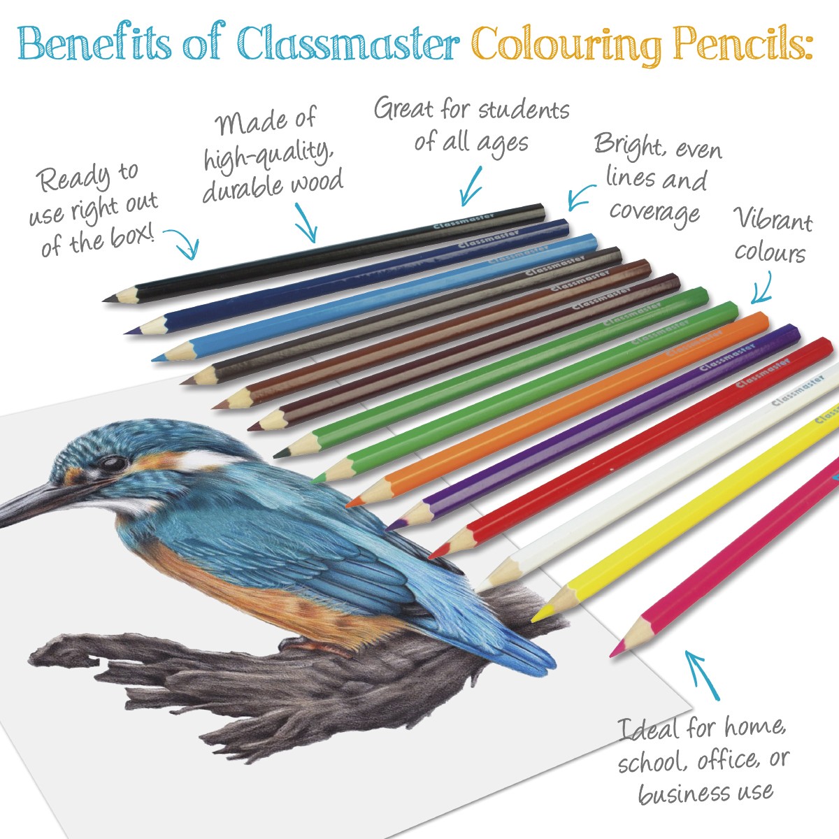 Classmaster Colouring Pencils Assorted Colours Pack 24s