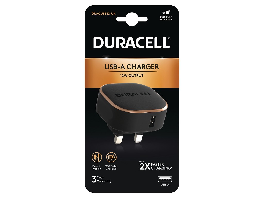 Duracell 2.4A USB Phone / Tablet Charger UK Version