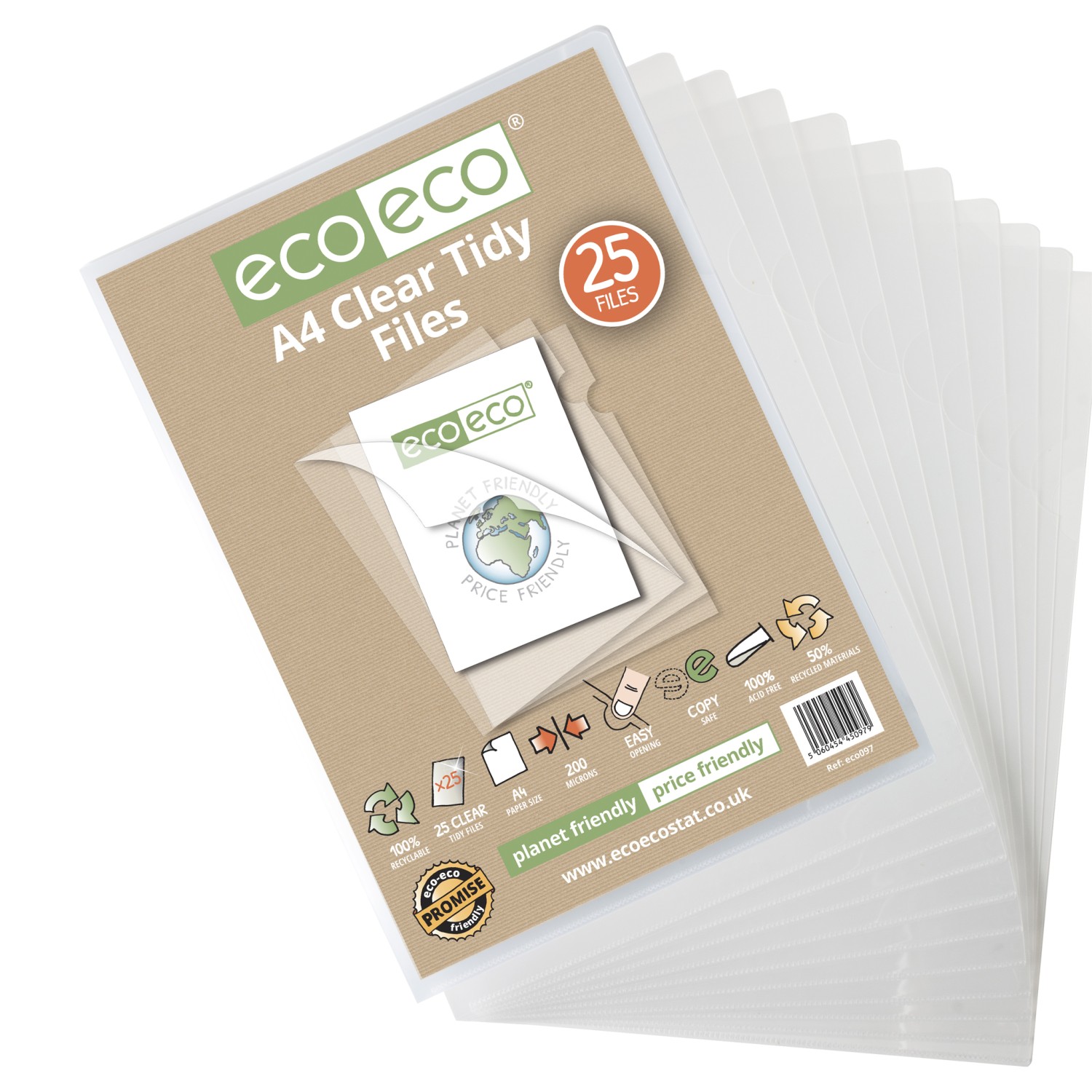 Eco Eco Clear Tidy Files A4 - Pack Of 25