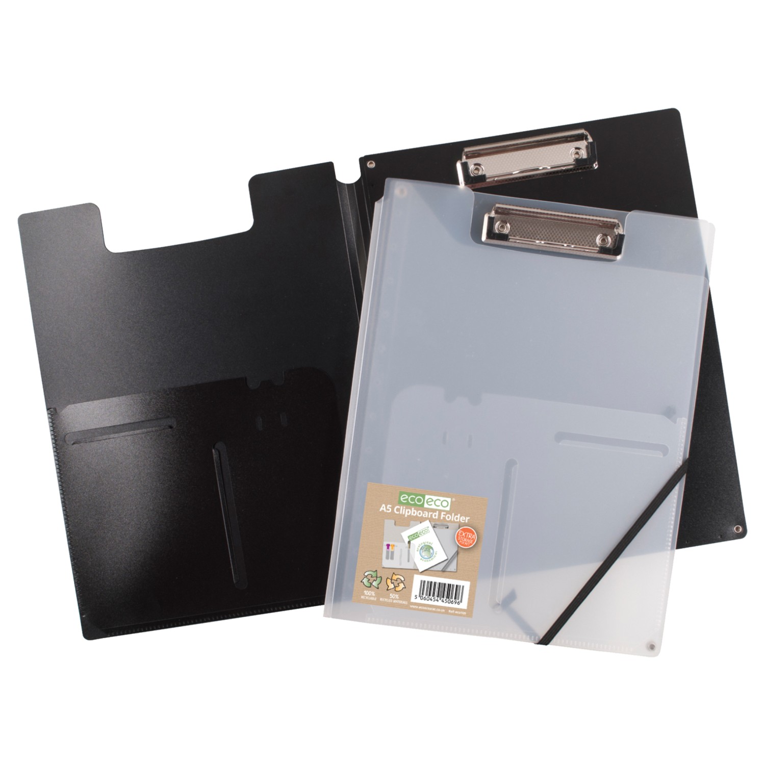 Eco Eco Recycled Clipboard Folder A5 6 Black & 6 Clear
