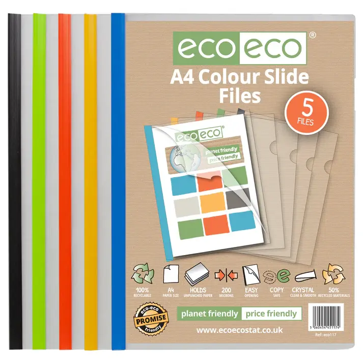 Eco Eco Recycled Colour Slide File - Pack Of 5