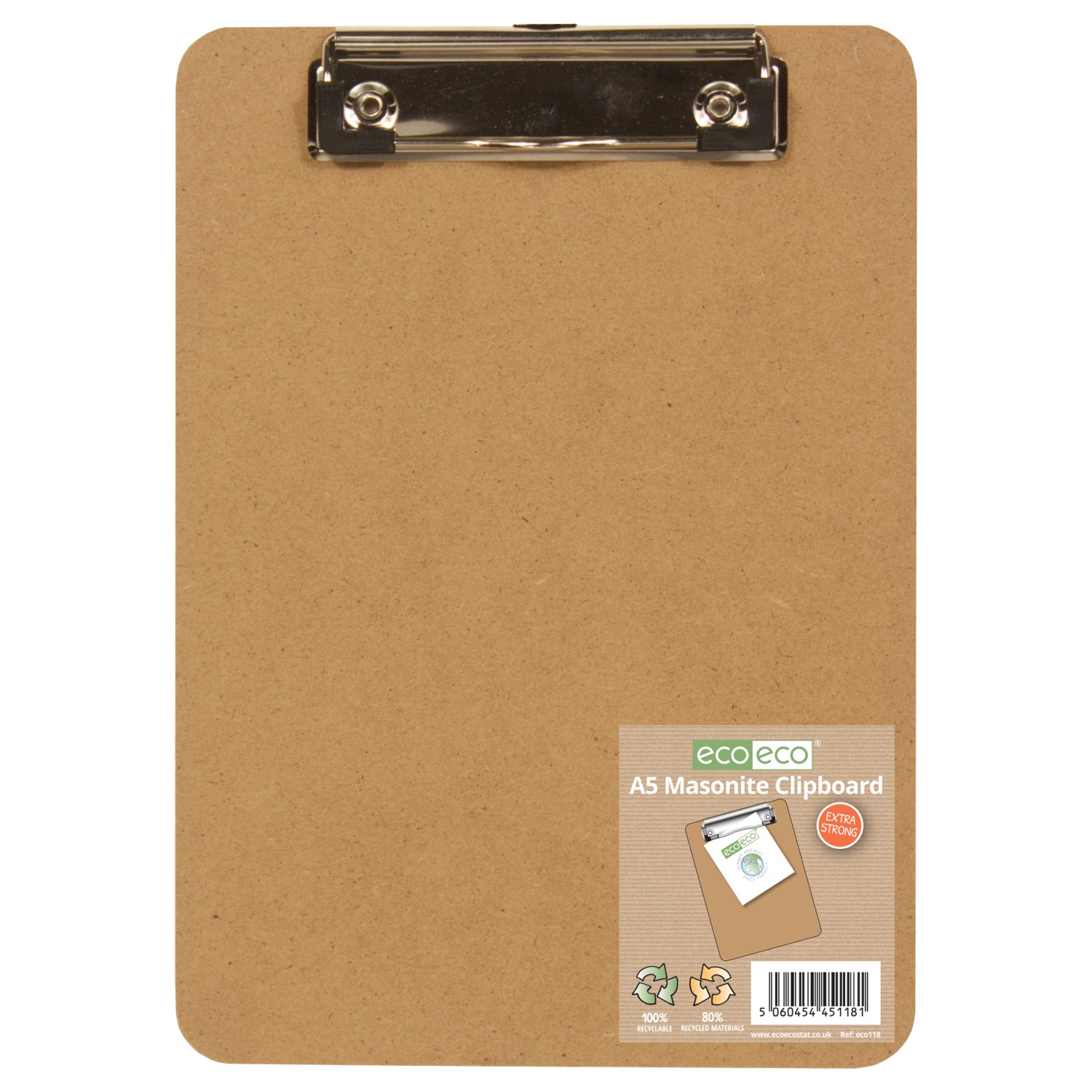 Eco Eco Recycled Masonite Clipboard With Low Profile Clip A5