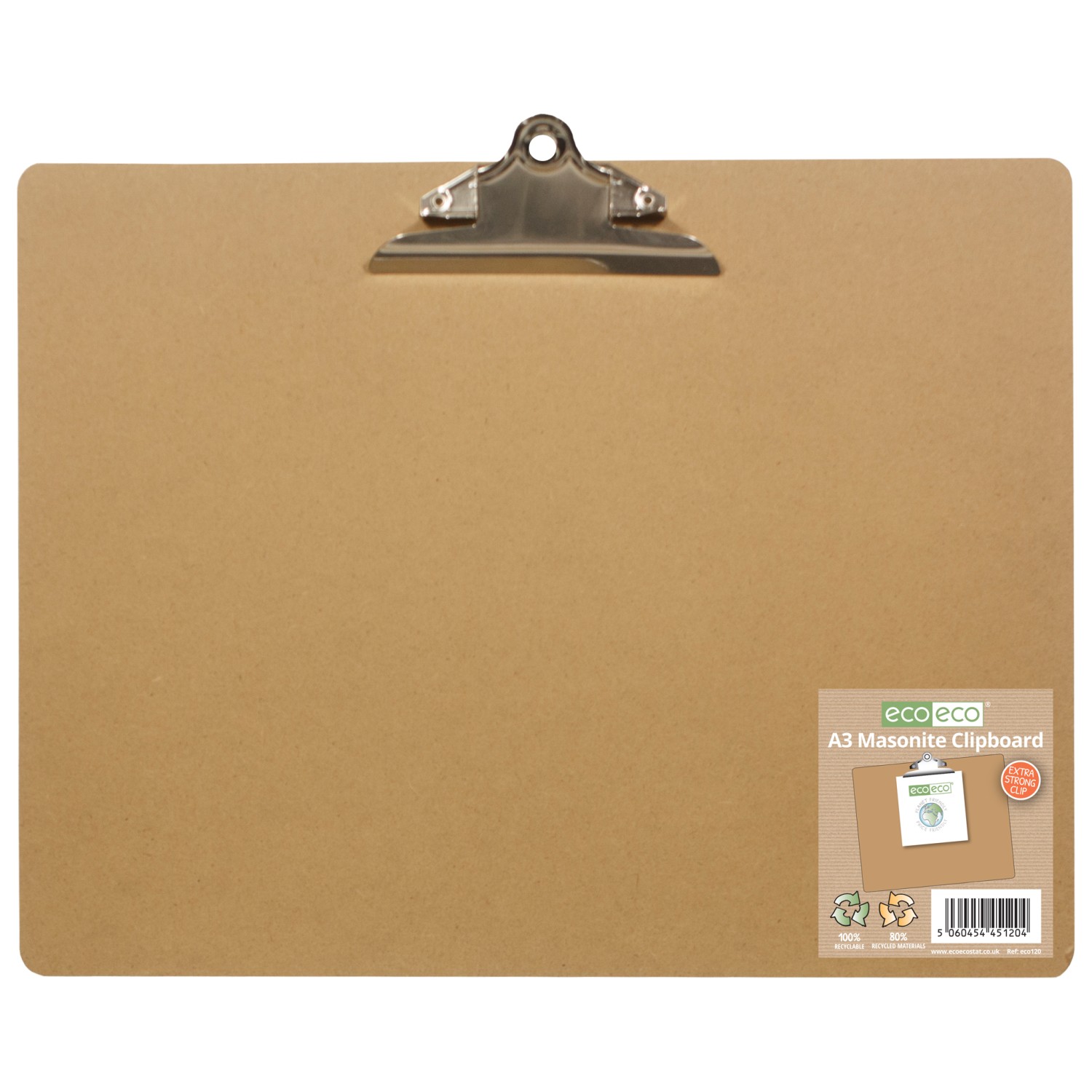 Eco Eco Recycled Masonite Clipboard With Bulldog Clip A3