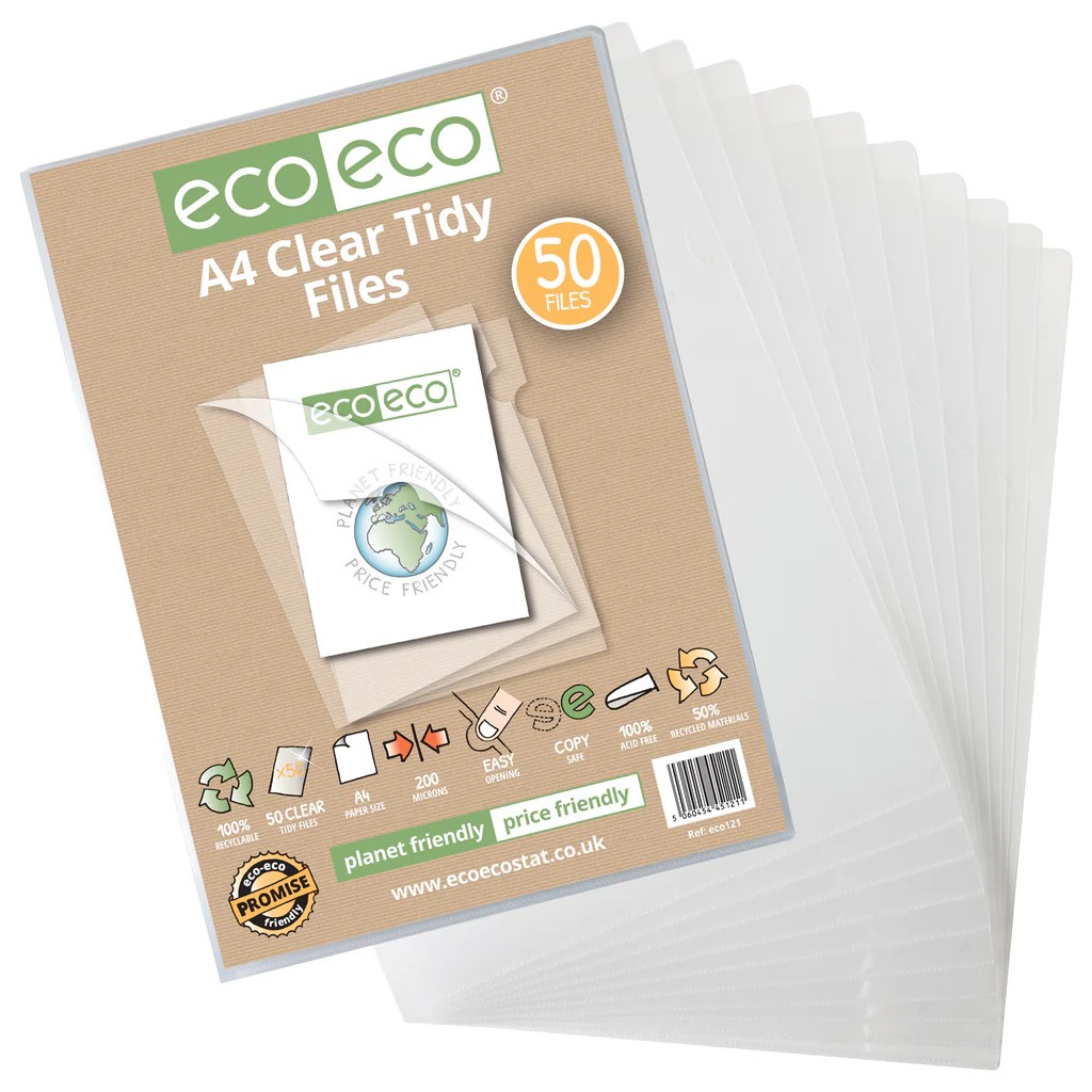 Eco Eco Recycled Clear Tidy Files A4 200 Micron - Pack Of 50