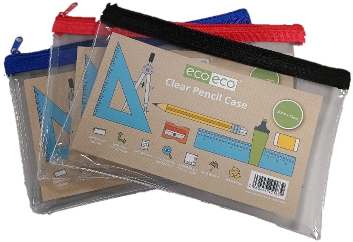 Eco Eco Recycled Clear Pvc Flat Pencil Case 20x13cm