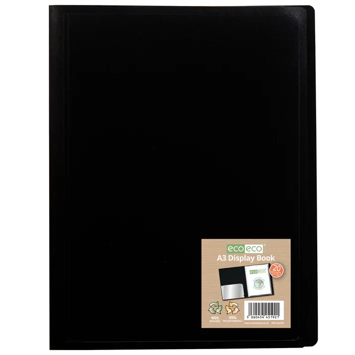 Eco Eco Recycled Flexicover Display Book A3 20 Pockets 40 Micron Pages