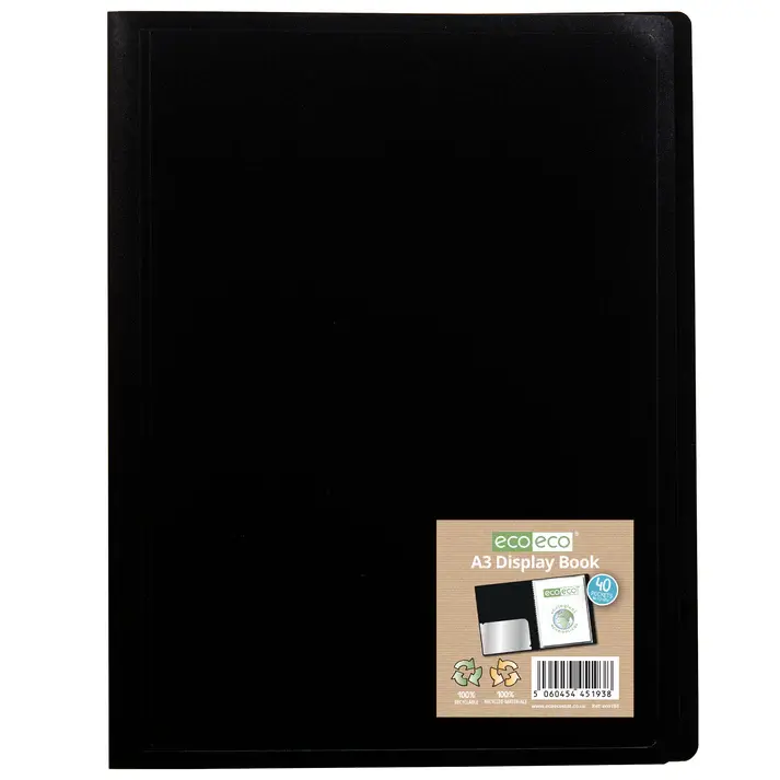 Eco Eco Recycled Flexicover Display Book A3 40 Pockets 40 Micron Pages