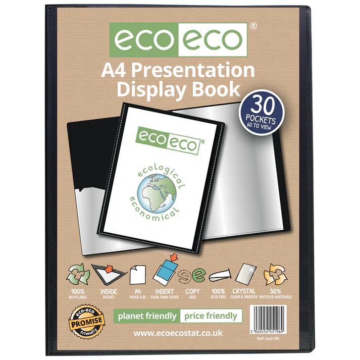 Eco Eco Recycled Presentation Display Book A4 30 Pockets 50 Micron Pages