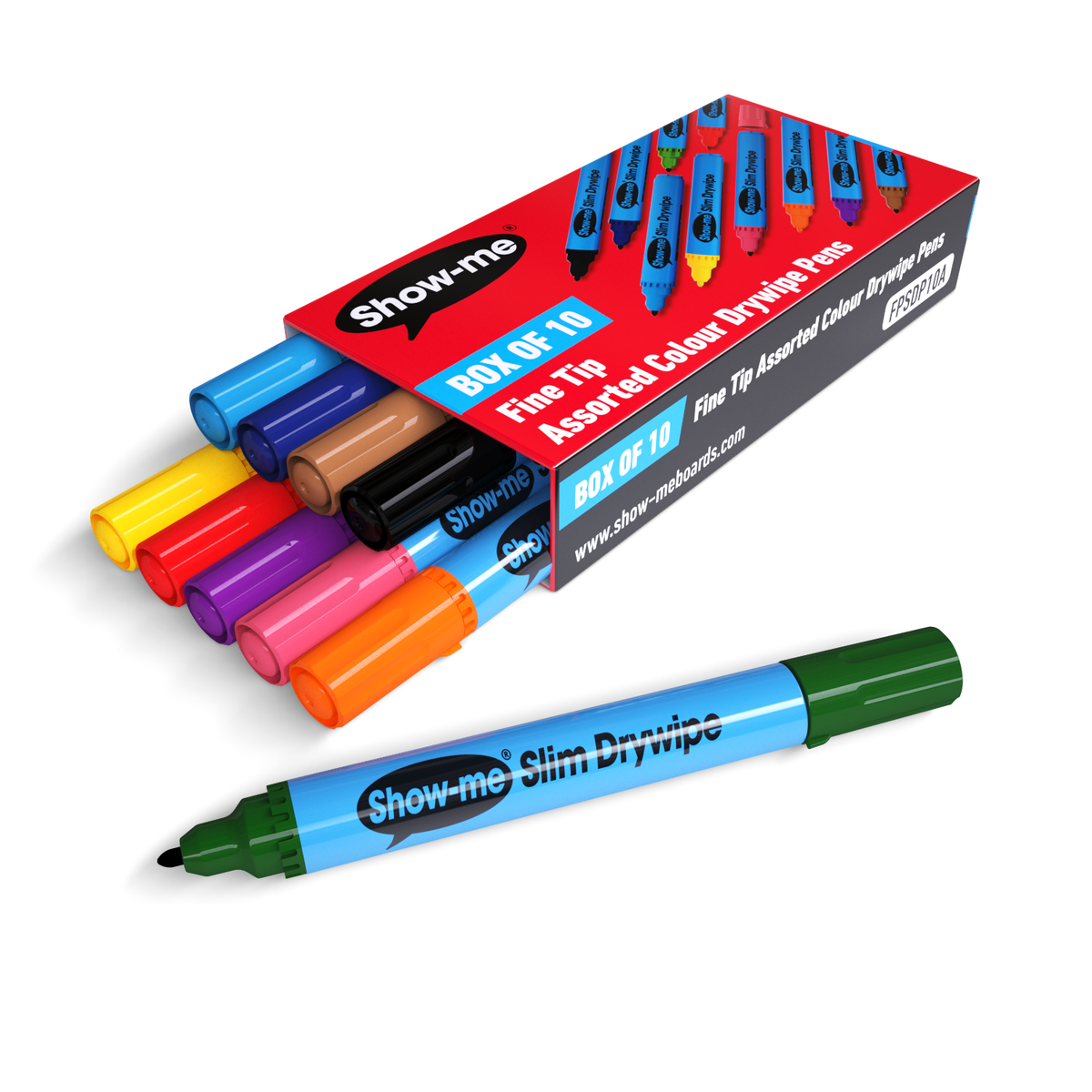 Show-me Fine Tip Drywipe Markers Assorted Colours