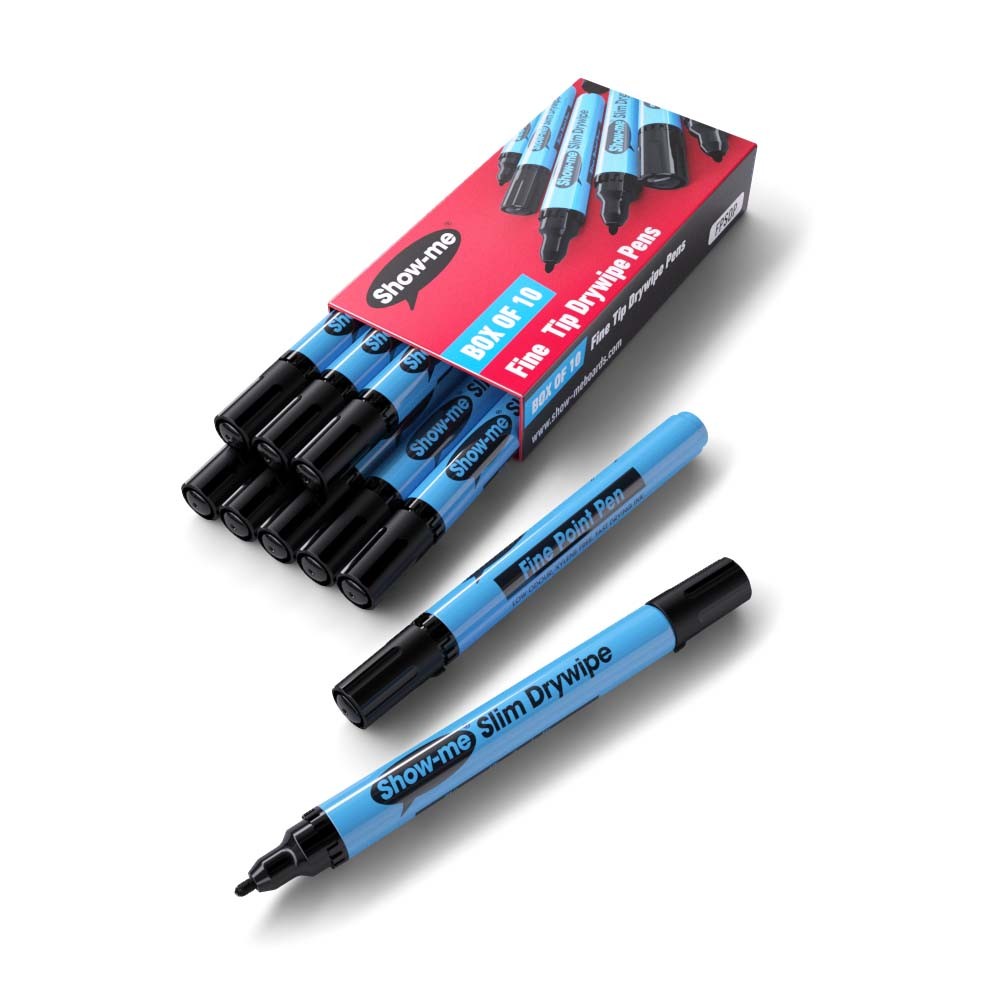 Show-me Fine Tip Drywipe Markers Black