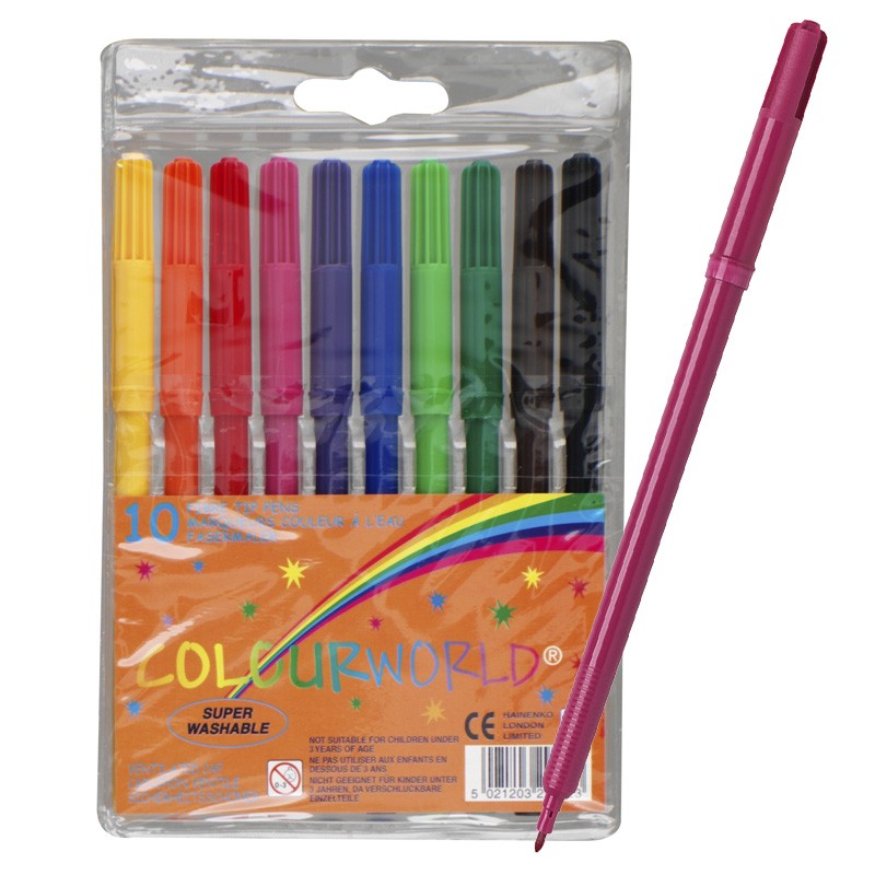 Fibre Tipped Felt Tipped Pens Assorted 10s