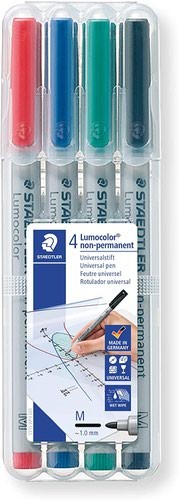 Staedtler Assorted 4s Lumocolour OHP Medium Non Permanent Pens