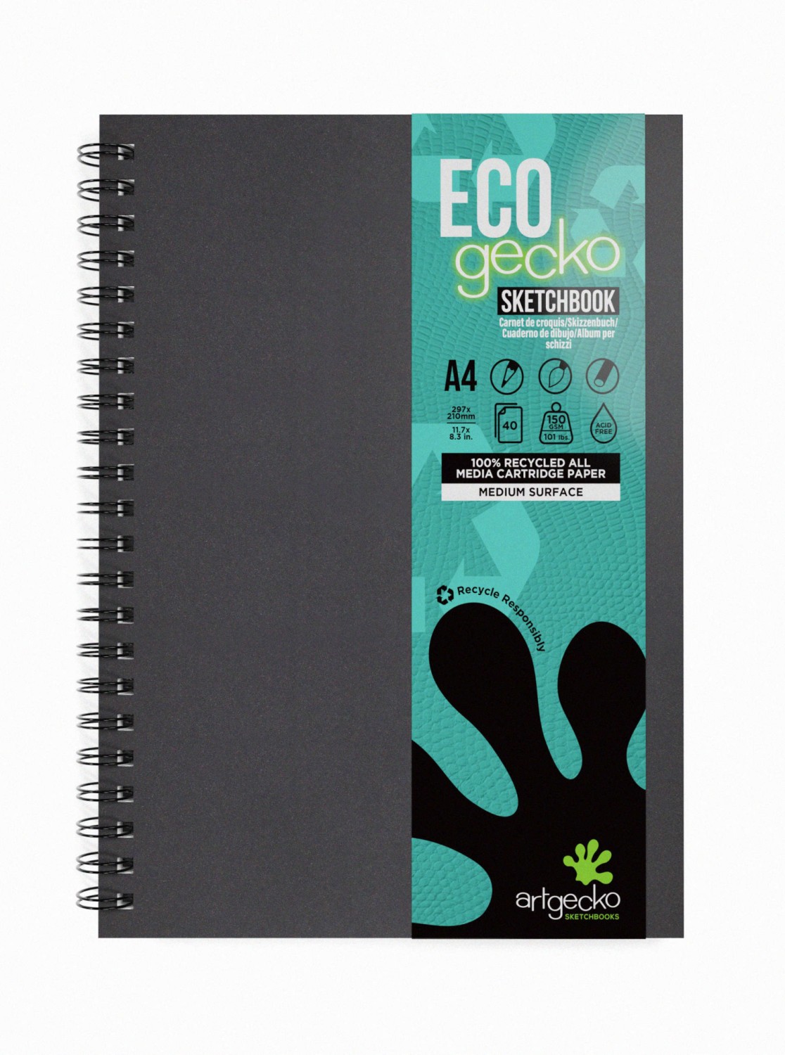 Eco Gecko Recycled Sketch Book A4 Portrait