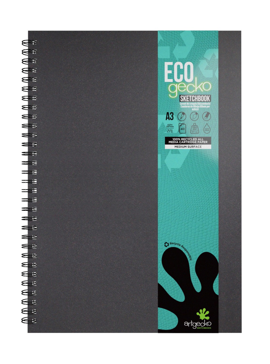 Eco Gecko Recycled Sketch Book A3 Portrait