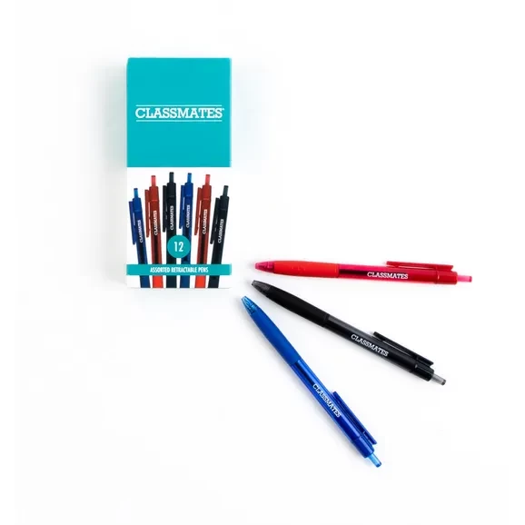 Classmates Retractable Pens - Assorted Colours - Pack of 12