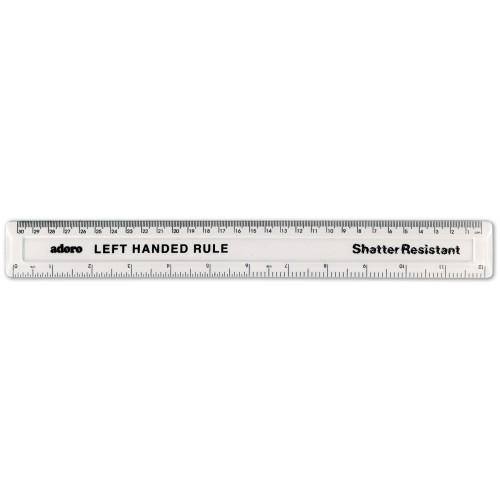 Clear Shatter Resistant Left Handed Ruler 30cm / 12 Inches
