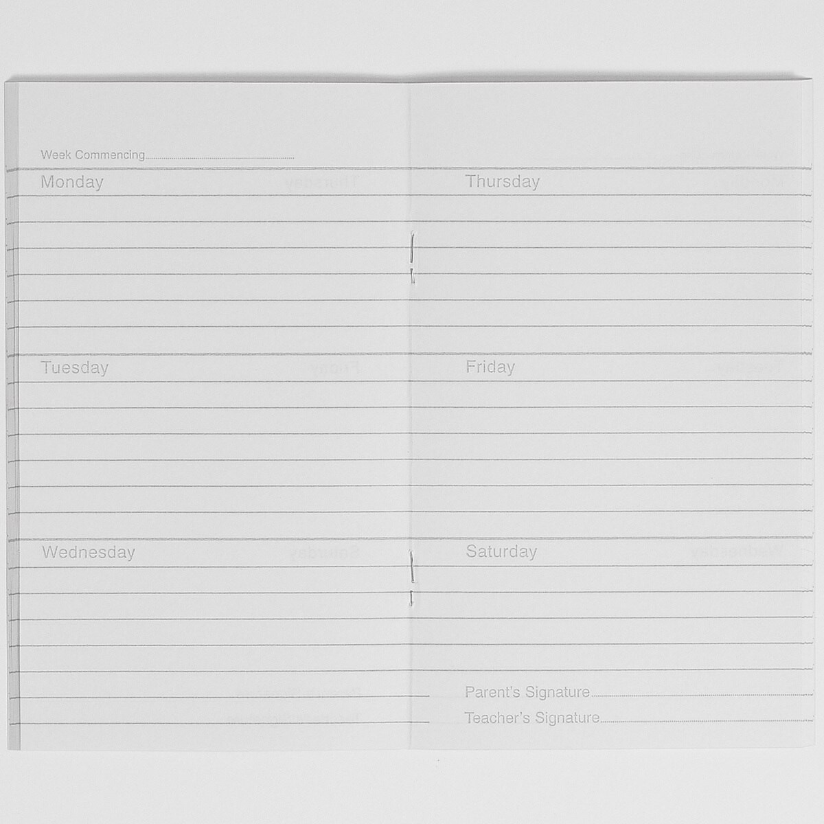 RED Home Work Diary 6.5 x 4 6 Days 84 Pages