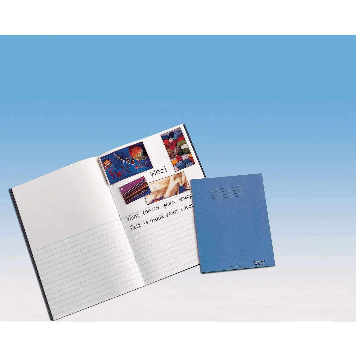 Classmates 339 x 240mm (13.3 x 9.5") Project Book 40 Page, Top Half Plain/Bottom Half 12mm Ruled, Blue - Pack of 100