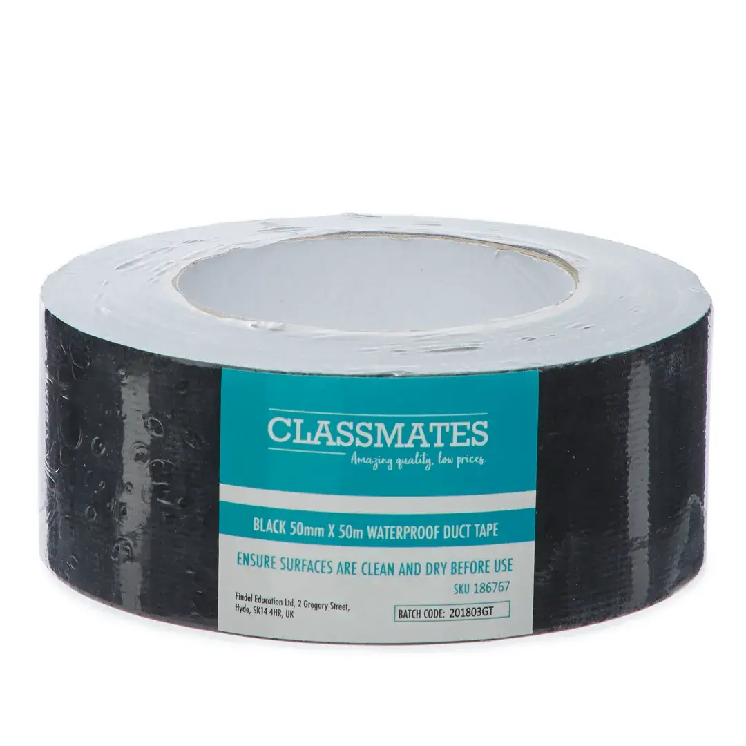 Classmates Waterproof Cloth Tape Roll - Black - 50mm x 50m