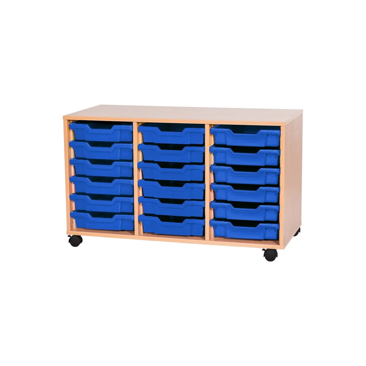 GALT Triple Unit with 18 Shallow Gratnells Trays - Beech - Blue
