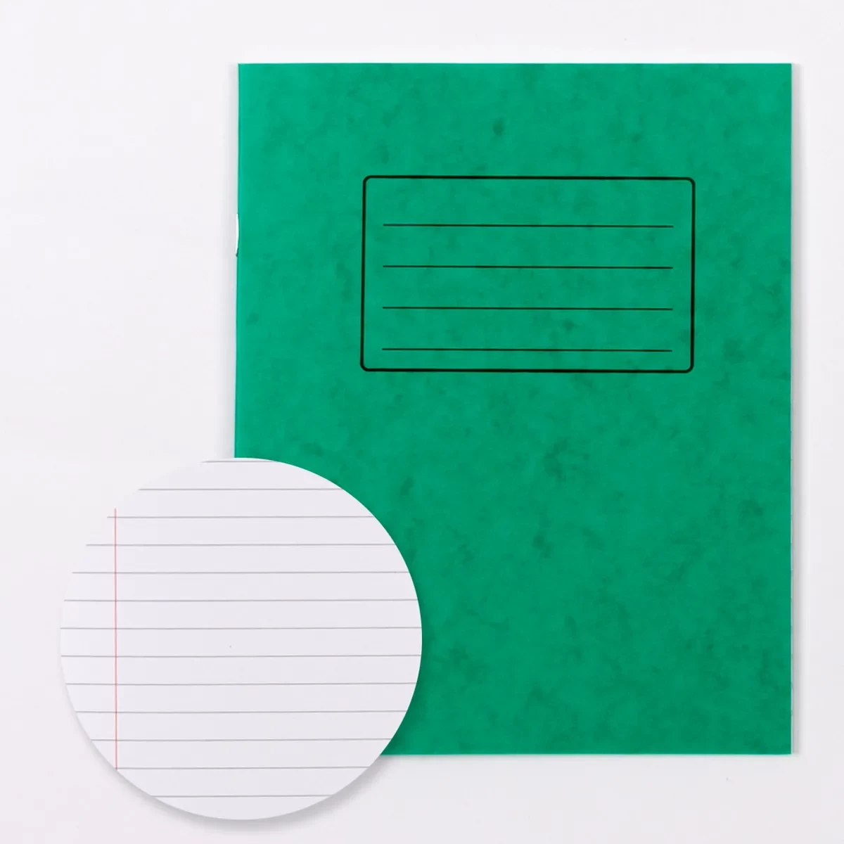 Classmates 8" x 6.5" Exercise Book 64 Page, 8mm Ruled With Margin, Green - Pack of 100