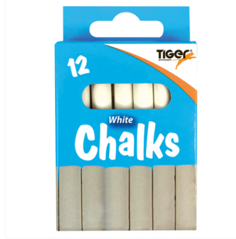 Tiger White Chalk Packs of 12 Sticks