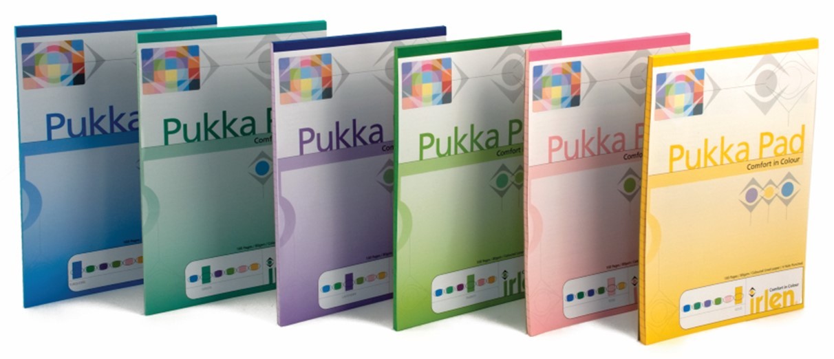 Coloured Refill Pad A4 8mm Feint & Margin Assorted Colours