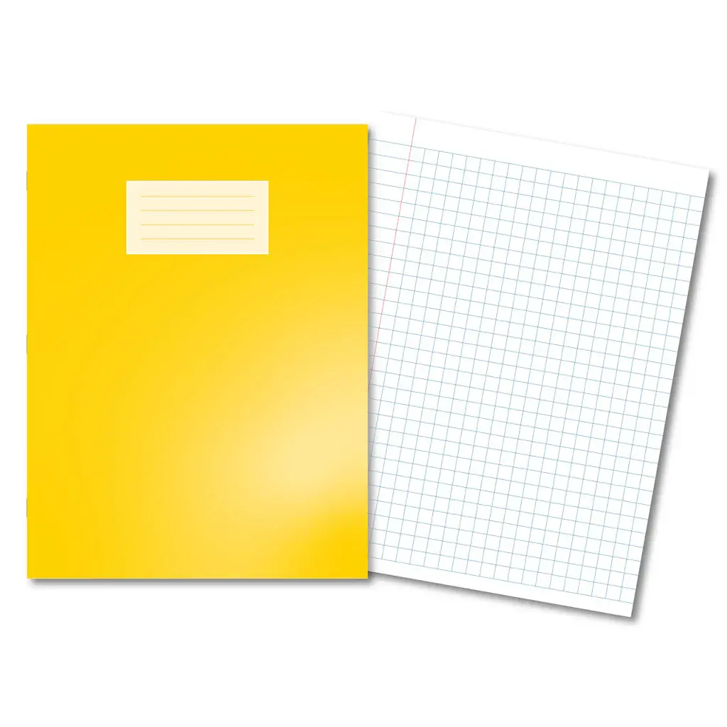 YELLOW Oxford Laminated Exercise Book  A4+ 10mm Squared and margin 80 Pages 400206439