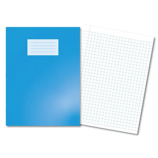 LIGHT BLUE Oxford Laminated Exercise Book  A4+ 10mm Squared and margin 80 Pages 400206535