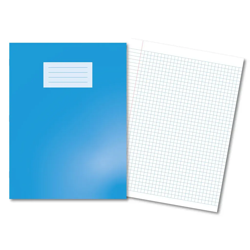 LIGHT BLUE Oxford Laminated Exercise Book  A4+ 7mm Squared and margin 80 Pages 400206532