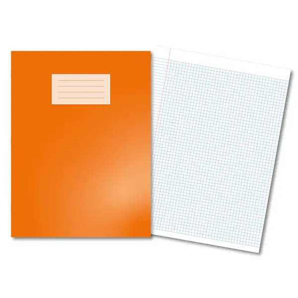 ORANGE Oxford Laminated Exercise Book  A4+ 5mm Squared and margin 80 Pages 400206556