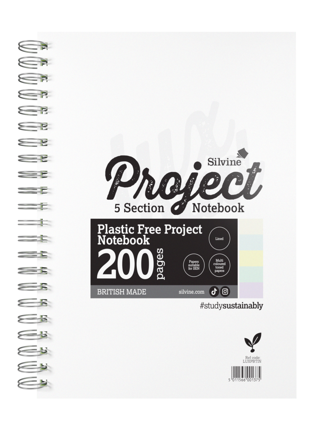 Silvine Luxpad Project Book A4 5 Section 200 Pages Ruled And Margin Assorted Pages