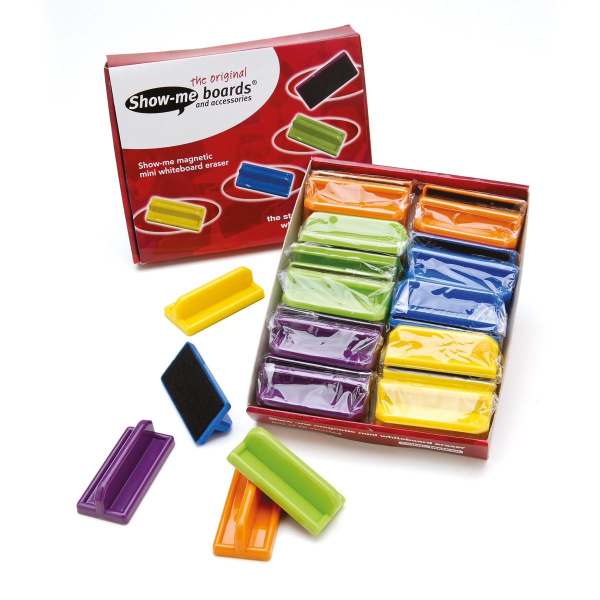 Show Me Mini Magnetic Drywipe Erasers Assorted Colours