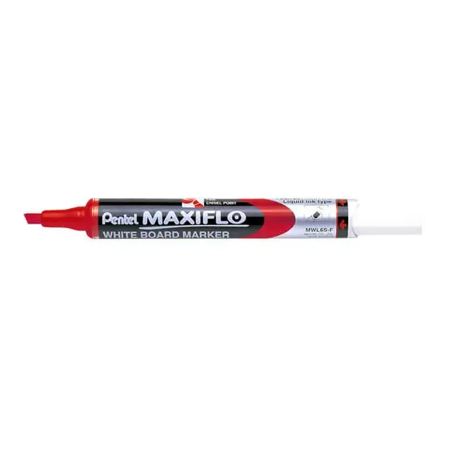 Pentel Maxiflo Whiteboard Markers Chisel Tip Red