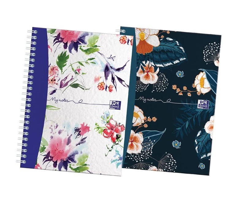 Oxford Botanics Twin Pack, A5 Hard Cover Wirebound Notebook, Ruled with Margin, 140 Pages