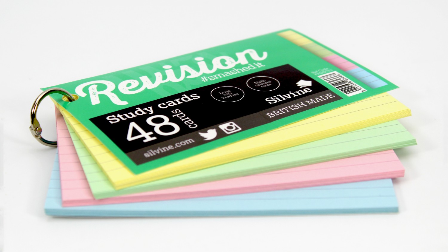 Revision Cards 126 x 76mm Landscape Assorted Colours  - 48 Cards Per Pad