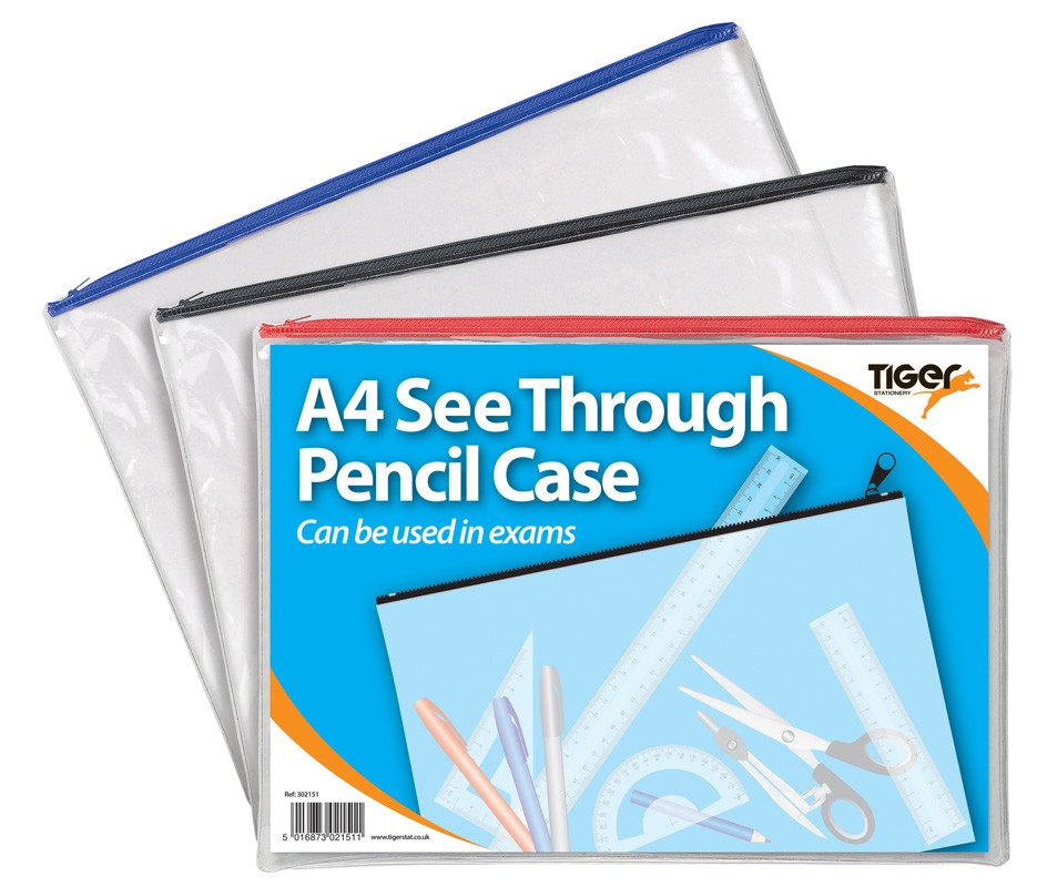 Tiger Pencil Cases A4 Clear
