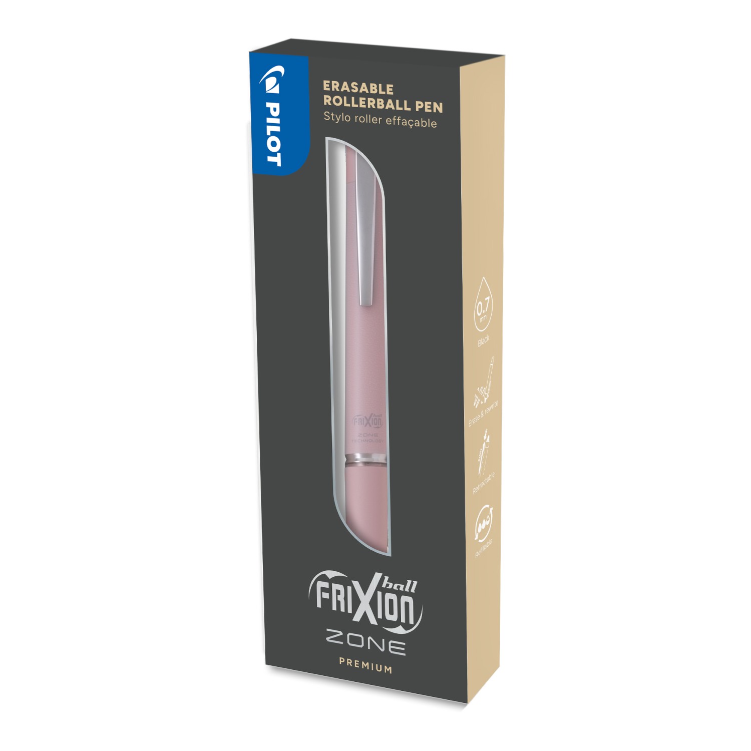 Pilot Frixion Zone Rollerball Pens Light Pink Barrell With Black Ink Gift Boxed