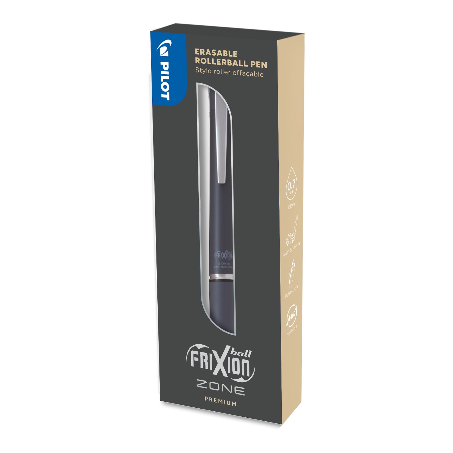 Pilot Frixion Zone Rollerball Pens Grey Barrell With Black Ink Gift Boxed