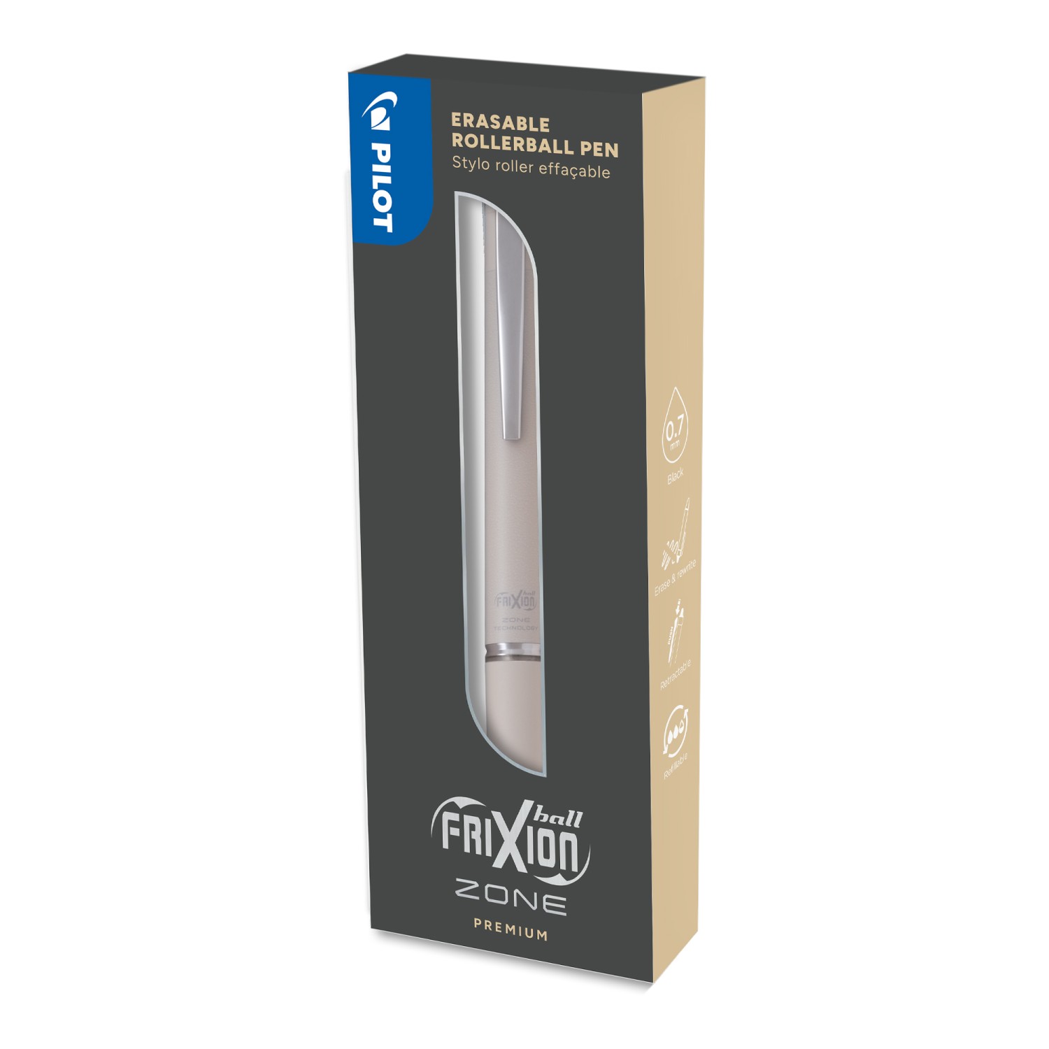 Pilot Frixion Zone Rollerball Pens Beige Barrell With Black Ink Gift Boxed