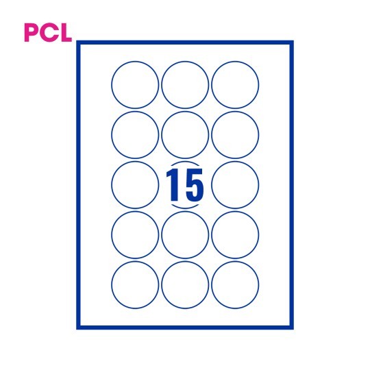 White Printer Labels 15 Labels Per Sheet 51mm Diameter Boxed 200 Sheets