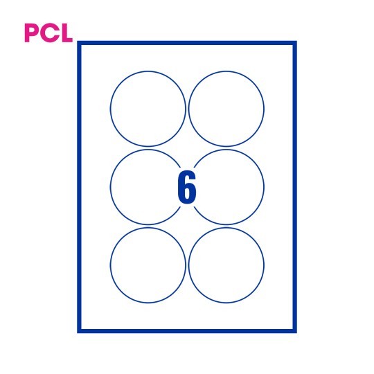 White Printer Labels 6 Labels Per Sheet 80mm Diameter Boxed 200 Sheets